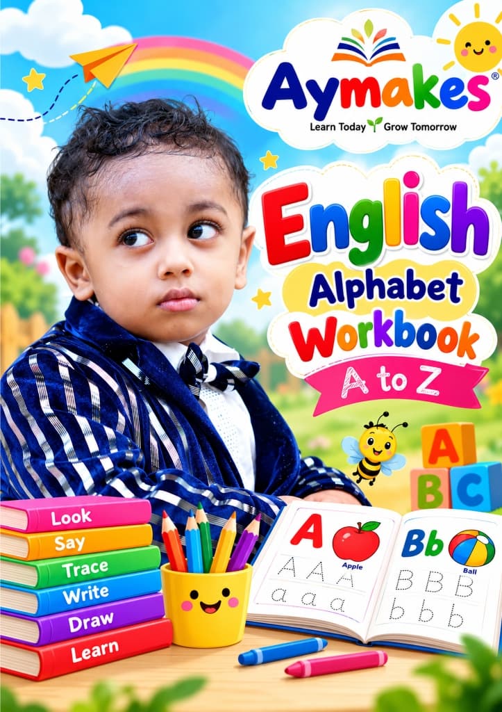 English Alphabet Workbook A to Z - Aymakes Learn Today Grow Tomorrow
