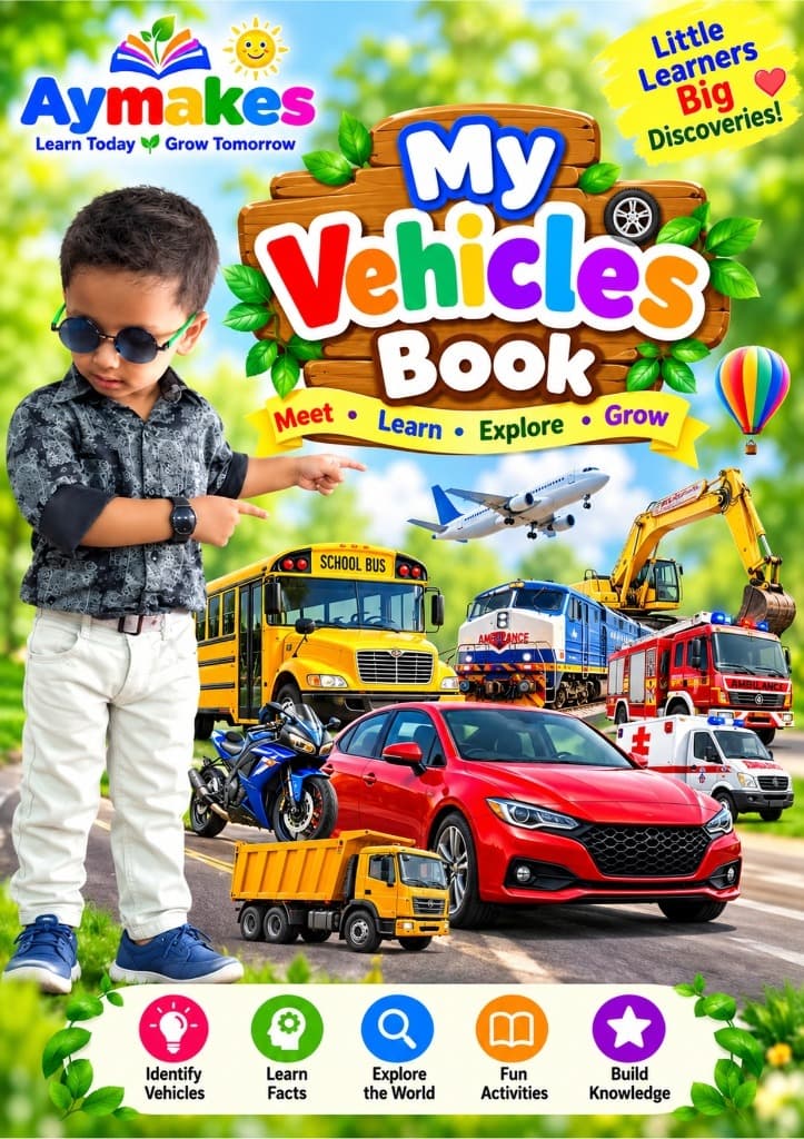 My Vehicles Book Early Learning Transport & Discovery - Aymakes Publications
